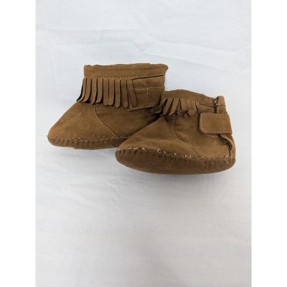 Teeny Toes Faux Suede Moccasin Baby Booties